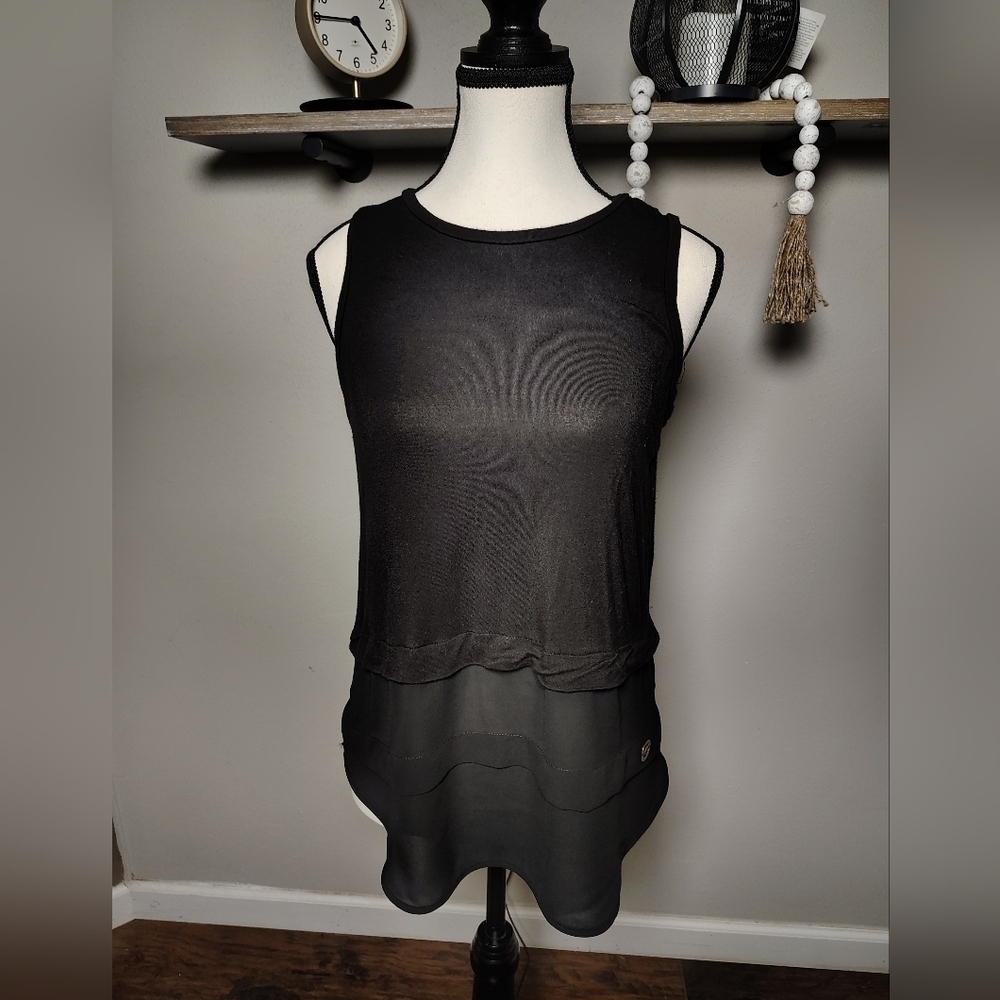 Michael Kors Elegant Black Layered Tank Top Size Small